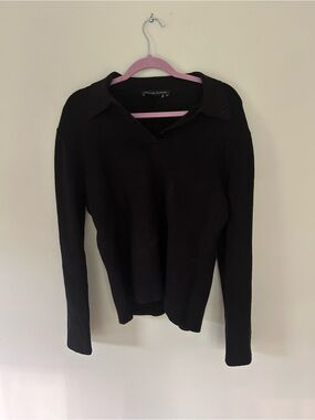 English Factory Black V-Neck Collared Sweater